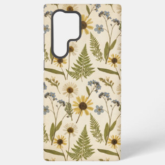 Funda Para Samsung Galaxy S22 Ultra Prensa Botánica de Pradera Vintage Flor Silvestre