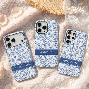 Funda Para Samsung Galaxy S22+ Profesora   Elegante Chinoisería Azul Monograma No