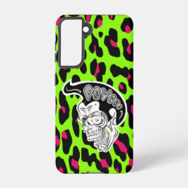 Funda Para Samsung Galaxy S21 Psycho Skull Lime Leopard Print