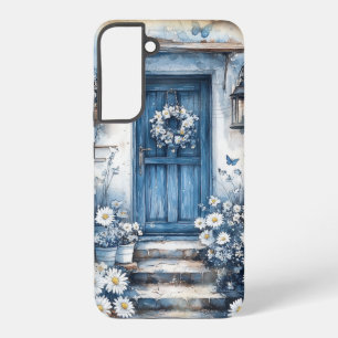 Funda Para Samsung Galaxy S22+ Puerta Azul Rústica con Margaritas –  Cottagecore