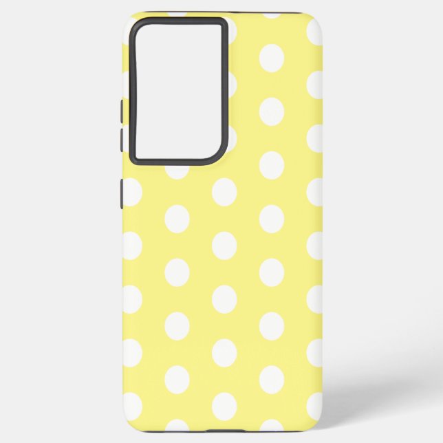 Funda Para Samsung Galaxy Puntos de polka amarillos y blancos (Reverso )