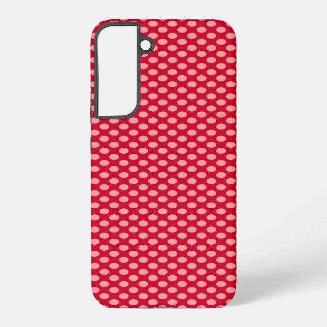 Funda Para Samsung Galaxy Puntos de Polka Rosa en Rojo (Reverso )
