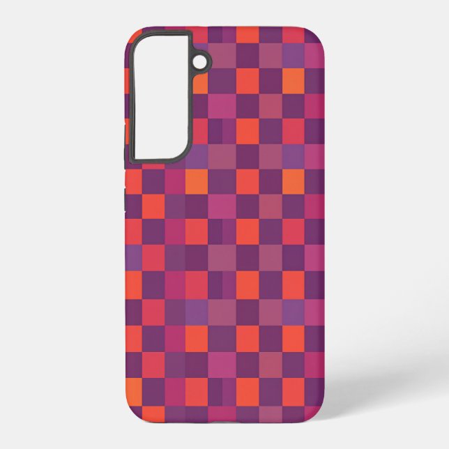 Funda Para Samsung Galaxy Purple and Red Checkered Geometric Pattern (Reverso )