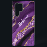 Funda Para Samsung Galaxy S22 Ultra Purple Gold Glitter Marble Custom Your Name<br><div class="desc">Samsung Galaxy Case or iPhone Case with Agate Purple Violet Gold Glitter Geode Custom Name Sparkle Marble Personalized Birthday - Anniversary or Wedding Gift / Suppliest - Add Your Name - Text or Remove - Make Your Special Gift - Resize and move or remove and add text / elements with...</div>