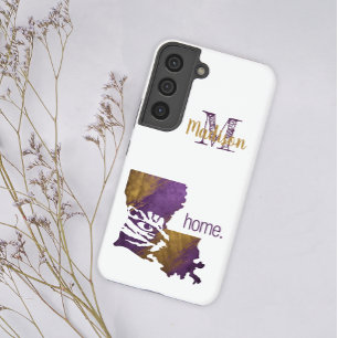 Funda Para Samsung Galaxy S22 Purple Gold Tiger Eye Louisiana Estado Nombre inic