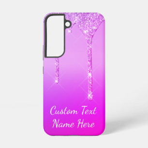 Funda Para Samsung Galaxy S22 Purpur Rosa Dorado Brillo en Goteo Texto Personali