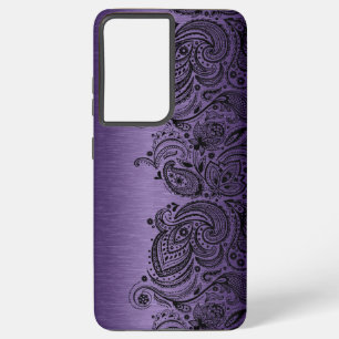 Funda Para Samsung Galaxy S21+ Púrpura Metálica Con Lazo De Paisley Negro Samsung