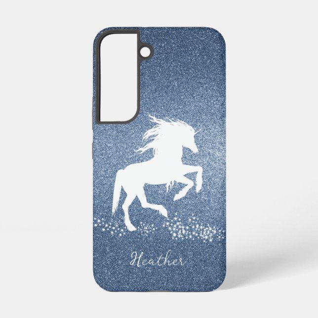 Funda Para Samsung Galaxy Purpurina azul Unicorn (Reverso )
