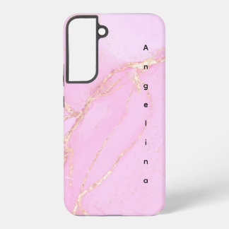 Funda Para Samsung Galaxy S22+ Purpurina de oro en la nube rosa personalizado