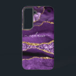 Funda Para Samsung Galaxy S22 Purpurina Purple Gold Marble Su Nombre Personaliza<br><div class="desc">Fundas de Samsung Galaxy o casos de iPhone con el Purpurina de oro violeta morado Agate Geode Nombre personalizado Sparkle Marble Personalizado Cumpleaños - Aniversario o Regalo Boda / Proveedor - Añadir su nombre - Texto o Eliminar - Hacer su regalo especial - Redimensionar y mover o eliminar y agregar...</div>