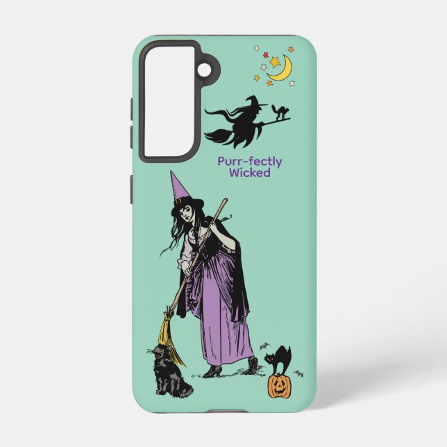 Funda Para Samsung Galaxy Purr-fectly Wicked Witch Cat Galaxy Case (Reverso )
