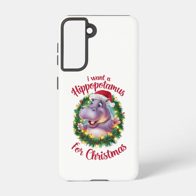 Funda Para Samsung Galaxy Quiero Hipopótamo Para Navidades Xmas Hippo (Reverso )