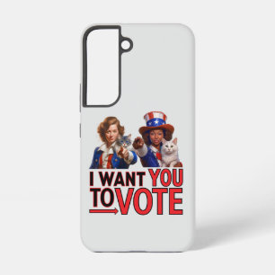 Funda Para Samsung Galaxy S22 QUIERO QUE VOTES (Gatos Damas)