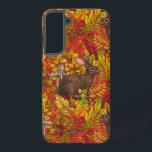 Funda Para Samsung Galaxy S22  Rabbit otoñal en rojo<br><div class="desc">El conejo lindo pintado a mano y la flora otoñal.</div>