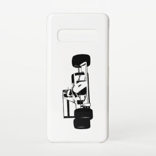 Funda Para Samsung Galaxy S10 Race Car Silhouette blanco y negro