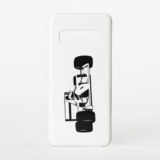 Funda Para Samsung Galaxy Race Car Silhouette blanco y negro (Reverso)