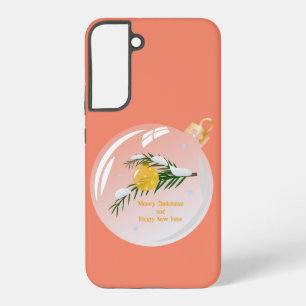 Funda Para Samsung Galaxy S22+ Rama de Navidad decorada en bola de navidad