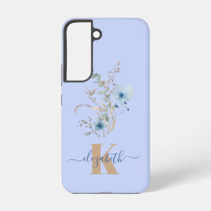 Funda Para Samsung Galaxy S22 ramo de flores acuarela azul polvoriento rústico