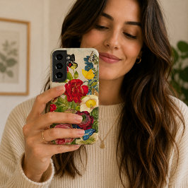 Funda Para Samsung Galaxy S22+ Ramo de flores vintage con mariposas
