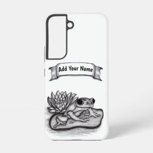 Funda Para Samsung Galaxy S22 Rana con flor de loto, Agrega tu nombre