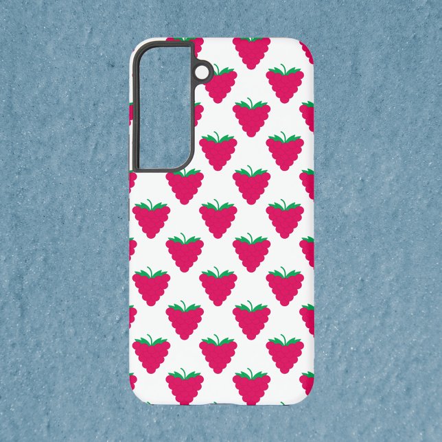 Funda Para Samsung Galaxy Raspberry Fruit Berry Pink Pattern (A phone case with a pattern of pink raspberries.)