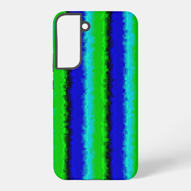 Funda Para Samsung Galaxy Rayas Azules Verdes de Vidrio Roto (Reverso )