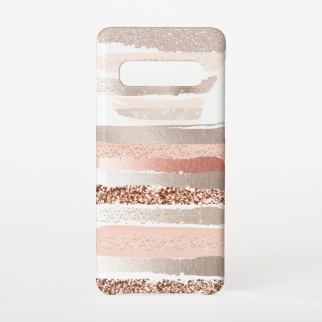 Funda Para Samsung Galaxy Rayas de Purpurina de cobre Rosegold de Rubor (Reverso)