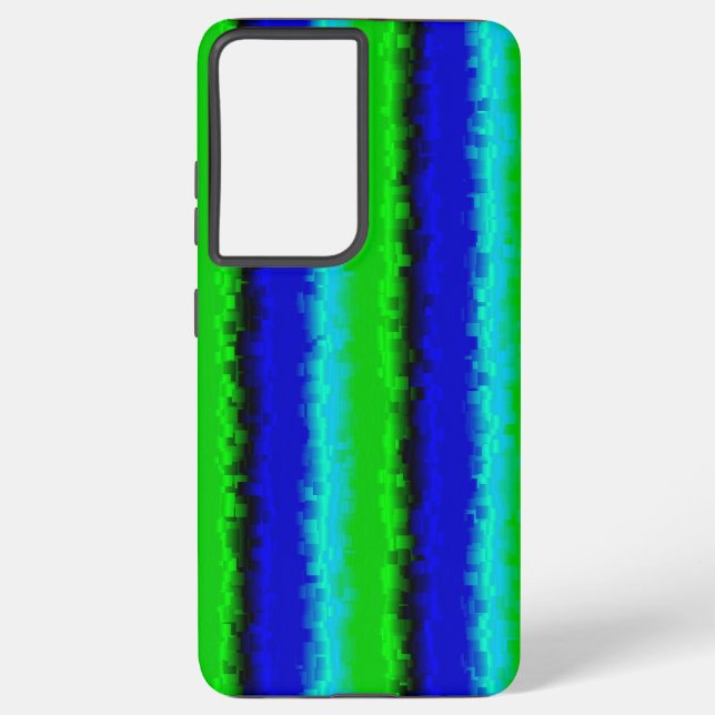 Funda Para Samsung Galaxy Rayas de vidrio roto verde azul (Reverso )