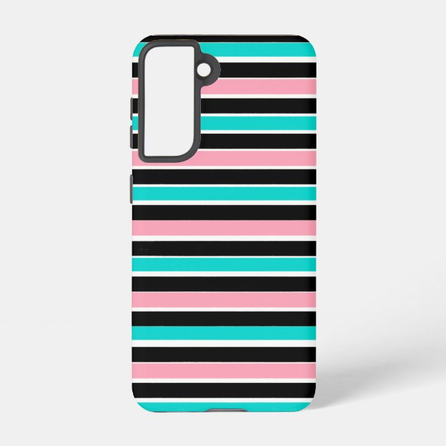 Funda Para Samsung Galaxy Rayas en rosa negro y azul (Reverso )