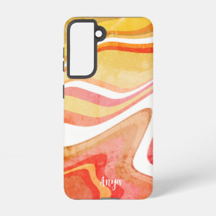 Funda Para Samsung Galaxy S21 Rayas Naranjas amarillas modernas Personalizado ab