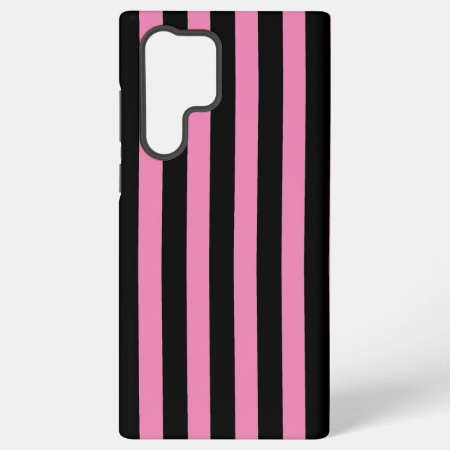 Funda Para Samsung Galaxy Rayas rosadas y negras (Reverso )
