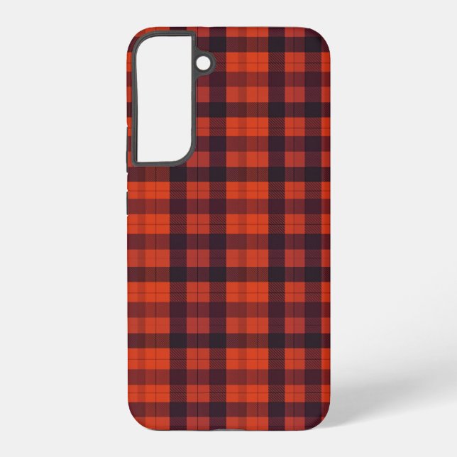 Funda Para Samsung Galaxy Red and Black Plaid Checkered Pattern (Reverso )