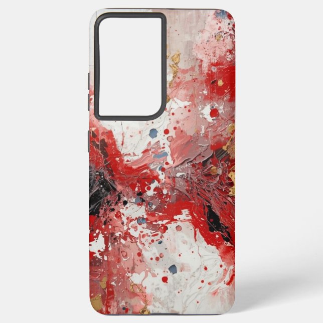 Funda Para Samsung Galaxy Red Black White Oil Paint Print (Reverso )