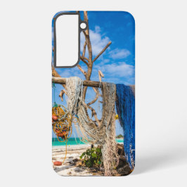 Funda Para Samsung Galaxy S22+ Redes de pesca que se secan en la playa