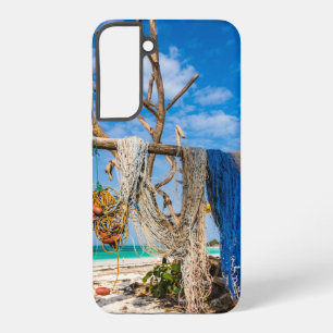 Funda Para Samsung Galaxy S22+ Redes de pesca secándose en la playa
