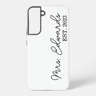 Funda Para Samsung Galaxy S22+ Regalo de boda Minimal Cursiva Sra. Apellido Perso