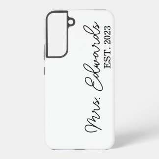 Funda Para Samsung Galaxy S22+ Regalo de boda Minimal Cursiva Sra. Apellido Perso