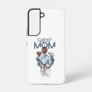Funda Para Samsung Galaxy S22 Regalo de Super Mamá Personalizada con Hijo e Hija