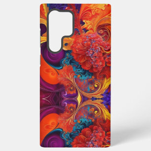 Funda Para Samsung Galaxy S22 Ultra Remolino de Caqui Hortensia Rojo Fuego