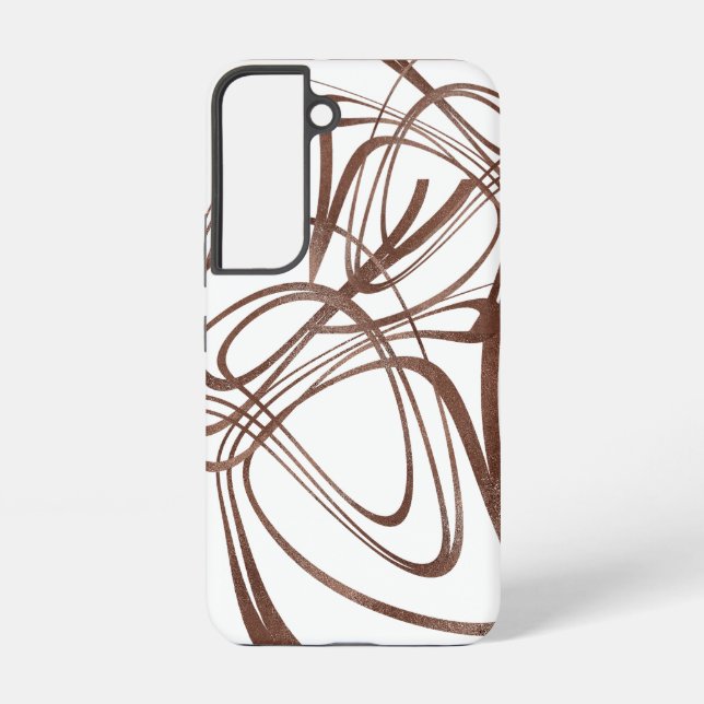 Funda Para Samsung Galaxy Resumen de arte de línea marrón (Reverso )