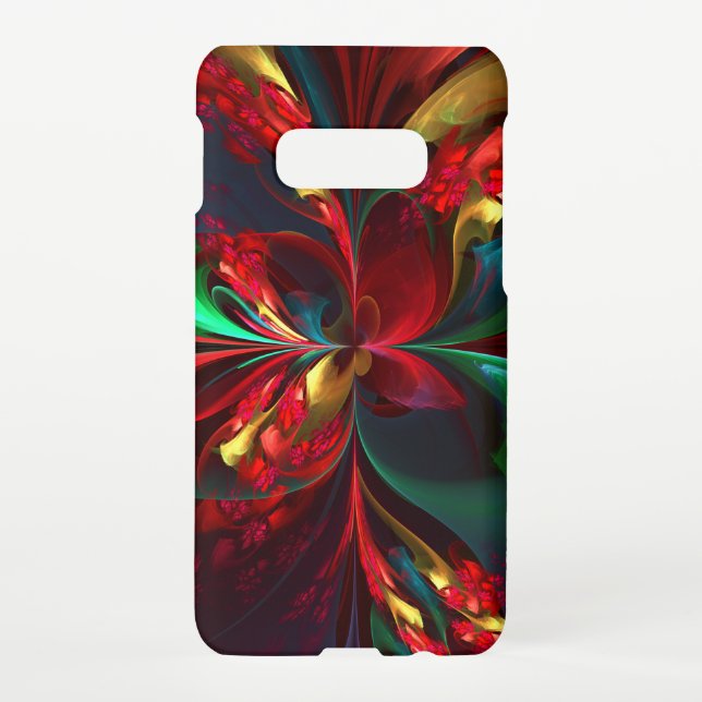 Funda Para Samsung Galaxy Resumen floral moderno Patrón verde rojo del arte  (Reverso)