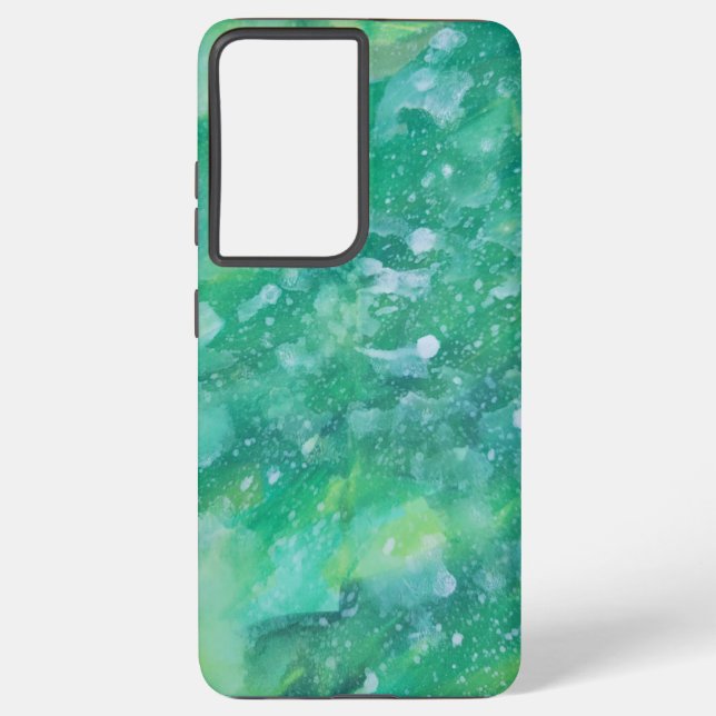 Funda Para Samsung Galaxy Resumen verde y blanco (Reverso )