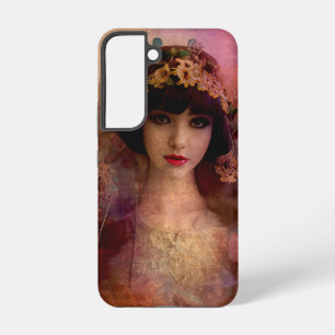Funda Para Samsung Galaxy S22 Retrato de estilo vintage de mujer hermosa en rosa