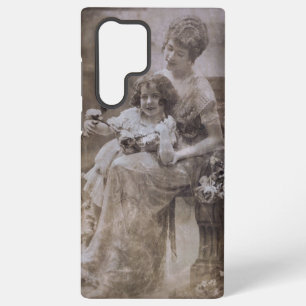 Funda Para Samsung Galaxy S22 Ultra Retrato de madre e hijo de la vieja Sepia