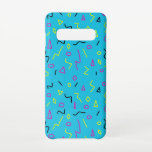 Funda Para Samsung Galaxy S10 Retro amarillo rosa azul brillante estilo Memphis<br><div class="desc">Destacar con este funky estuche de teléfono,  con sus brillantes pulseras azules,  rosas calientes,  negras y amarillas,  triángulos,  diamantes y círculos.</div>