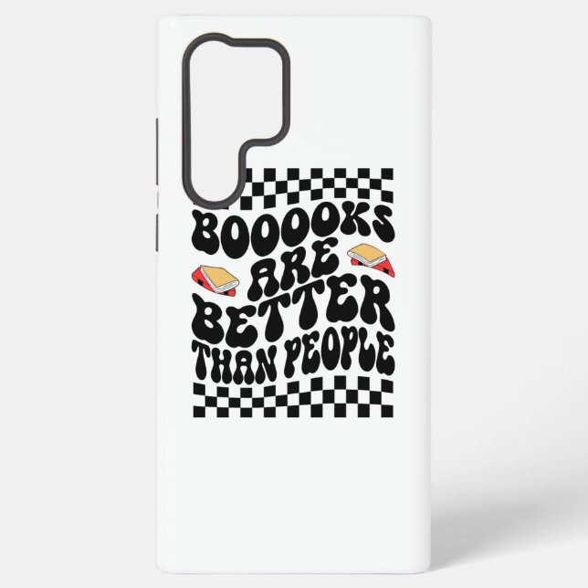 Funda Para Samsung Galaxy Retro Checkerboard "Books Are Better" Graphic (Reverso )