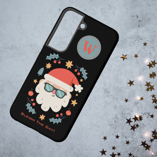 Funda Para Samsung Galaxy S22 Retro Santa Navidad en Julio Monograma Inicial