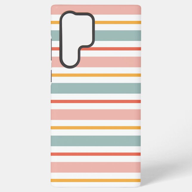 Funda Para Samsung Galaxy Retro Summer Pastel Striped Pink Mint And Mustard  (Reverso )