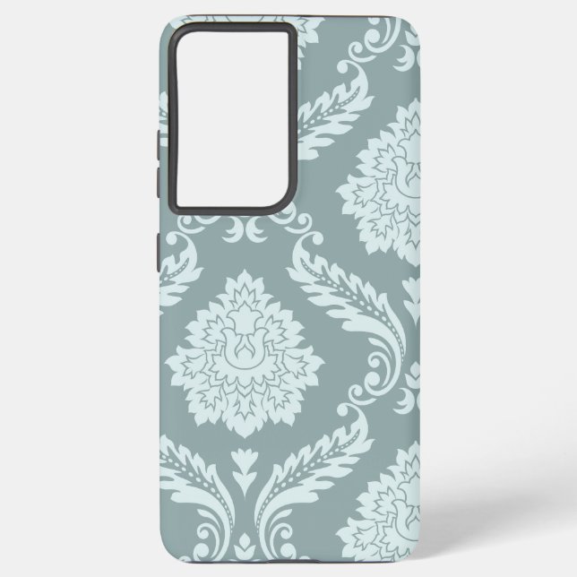Funda Para Samsung Galaxy Rococo Damask Art I Duck Egg Blue+Teal (Reverso )