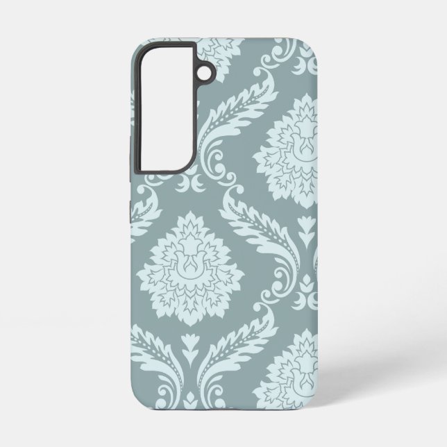 Funda Para Samsung Galaxy Rococo Damask Art I Duck Egg Blue+Teal (Reverso )